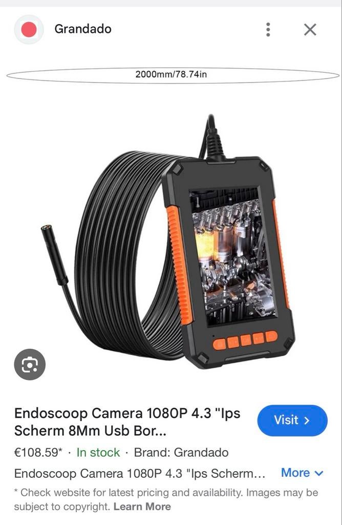 (Nieuw, ongebruikt) Endoscoop camera 1080P 4.3inch scherm, Ophalen of Verzenden, Nieuw, Overige meters