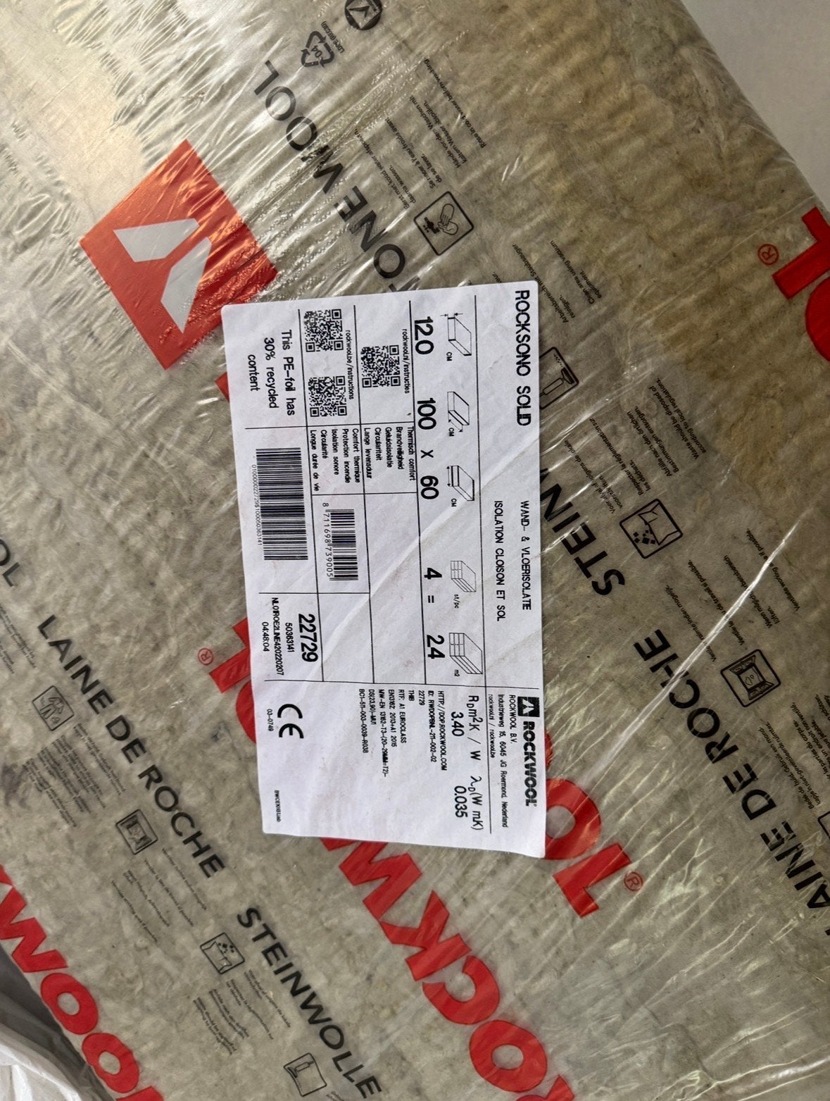 Isolatie Rockwool, Ophalen, Zo goed als nieuw, Steenwol, 15 m² of meer