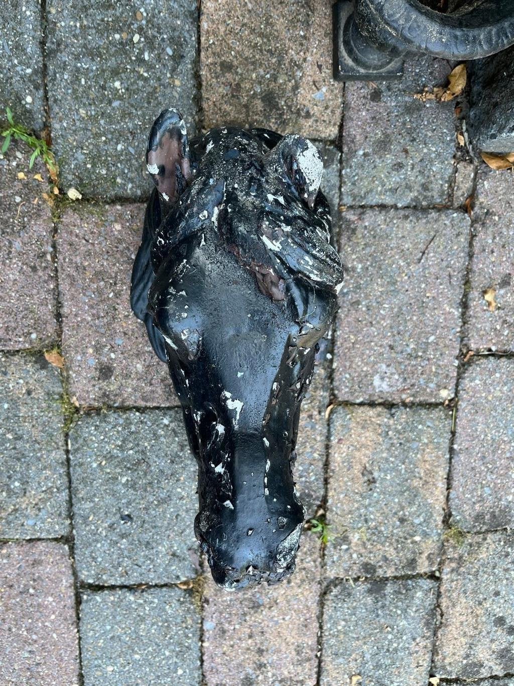 Betonnen paardenhoofd - Opknapper voor aan de muur, Ophalen, Gebruikt, Beton, Dierenbeeld