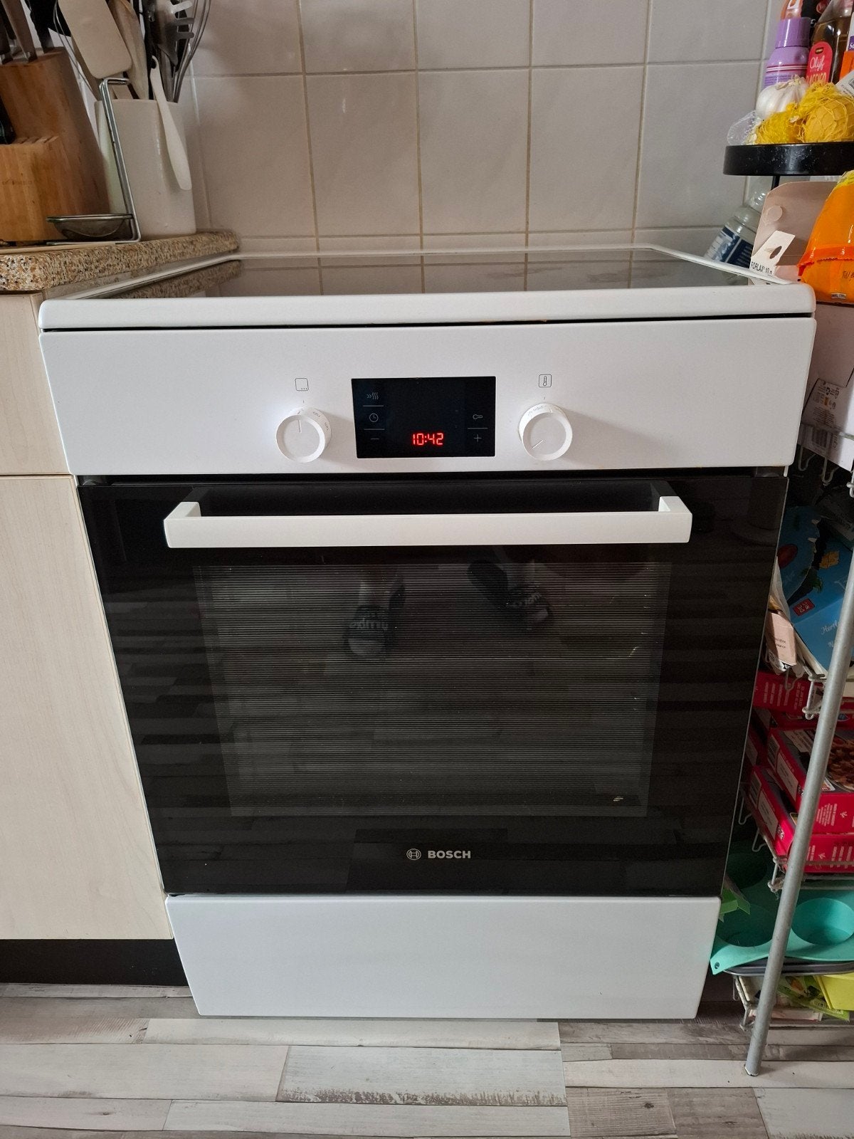 Bosch HCA748120 Vrijstaand Elektrisch Fornuis met Inductie, Ophalen, Hete lucht, 60 cm of meer, 4 kookzones