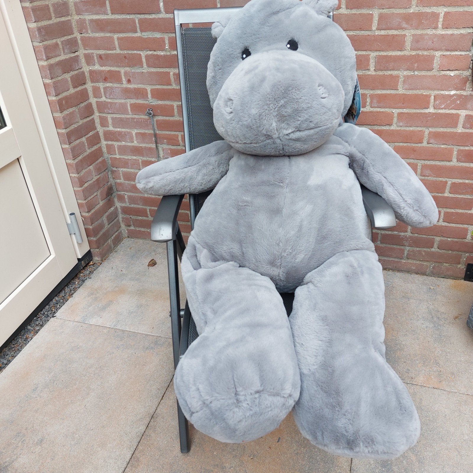 Groot grijs nijlpaard knuffel - Nieuw, Kinderen en Baby's, Speelgoed | Knuffels en Pluche, Overige typen, Grijs, Nieuw, Ophalen of Verzenden