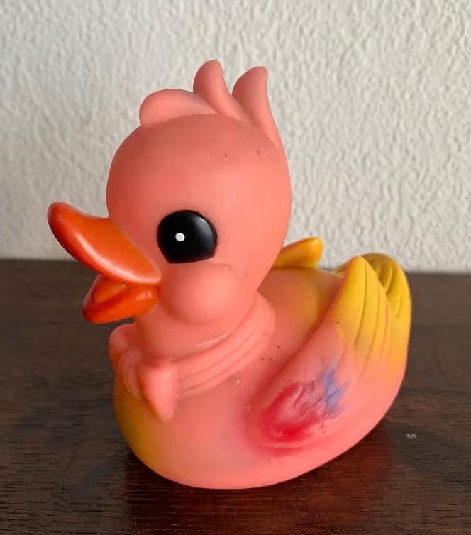 Roze, rose badeendje, eendje; 10 cm hoog / lang badspeelgoed, Ophalen of Verzenden, Gebruikt