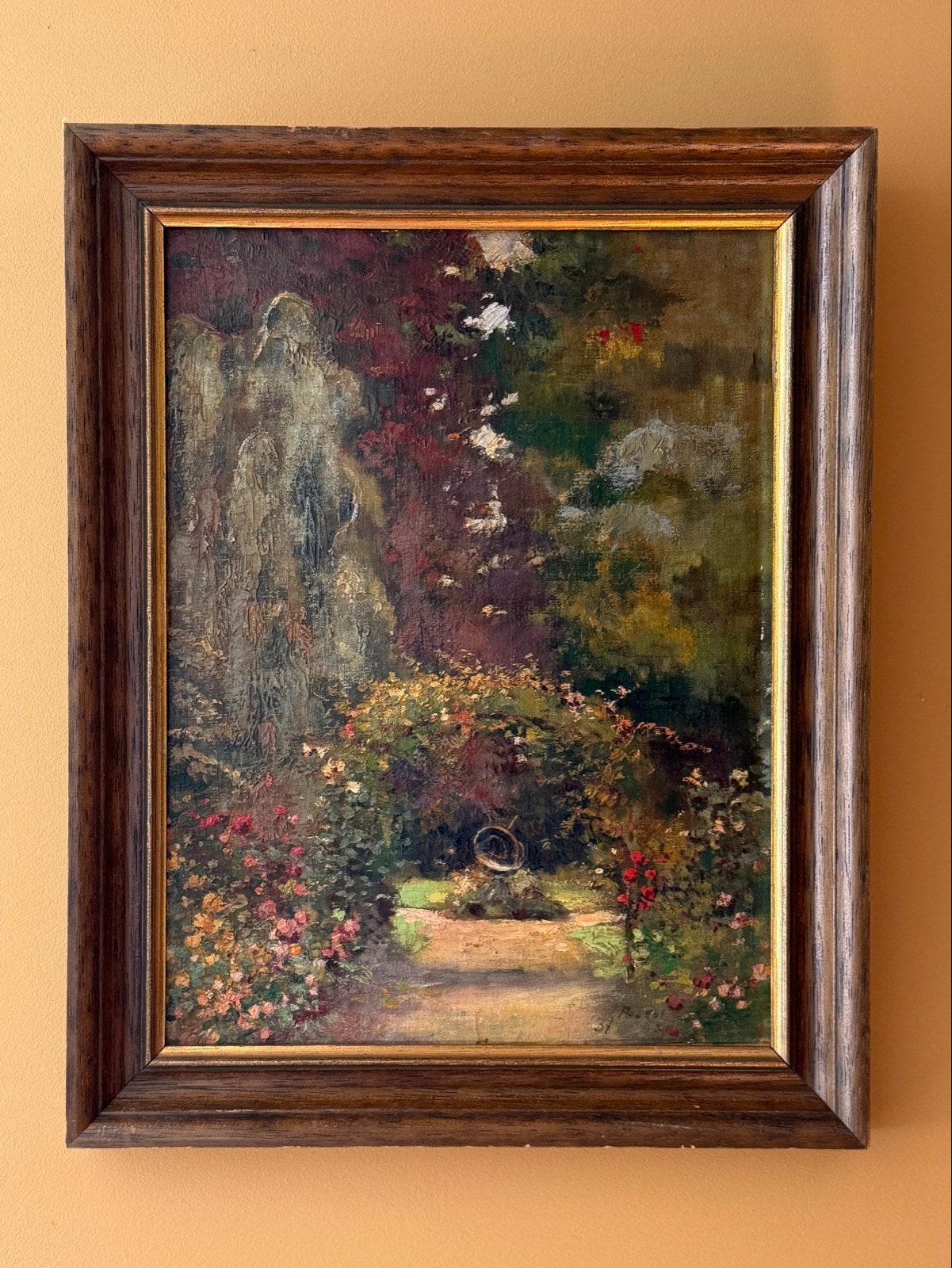 Olieverfschilderij Arend van de Pol - Tuin Sandwijck 1937, Paneel, Gedateerd, Realistisch, Ophalen of Verzenden