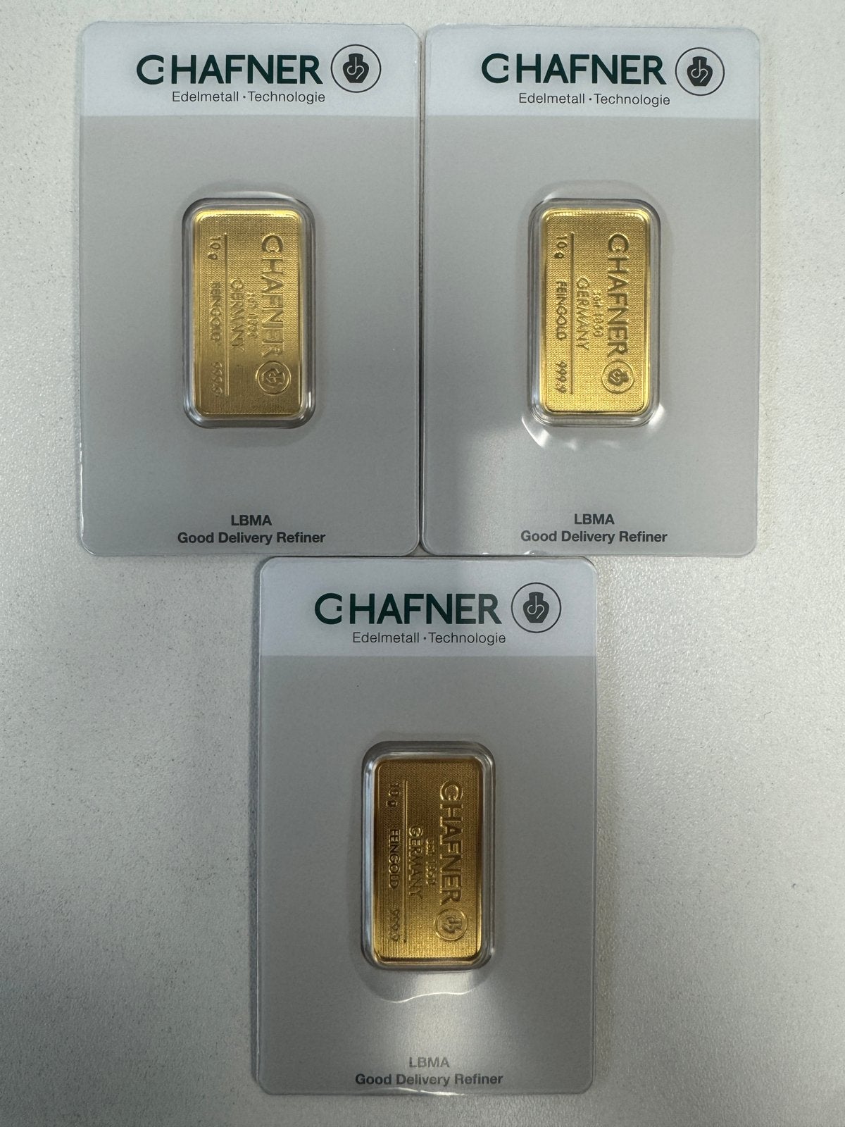 10 gram goudbaar C. Hafner met certificaat, Ophalen of Verzenden, Goud