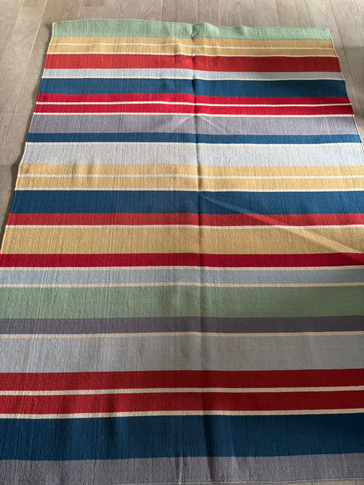 Vrolijk gestreepte vloerkleed - kleurrijk en modern, Ophalen, Gebruikt, 150 tot 200 cm, 200 cm of meer