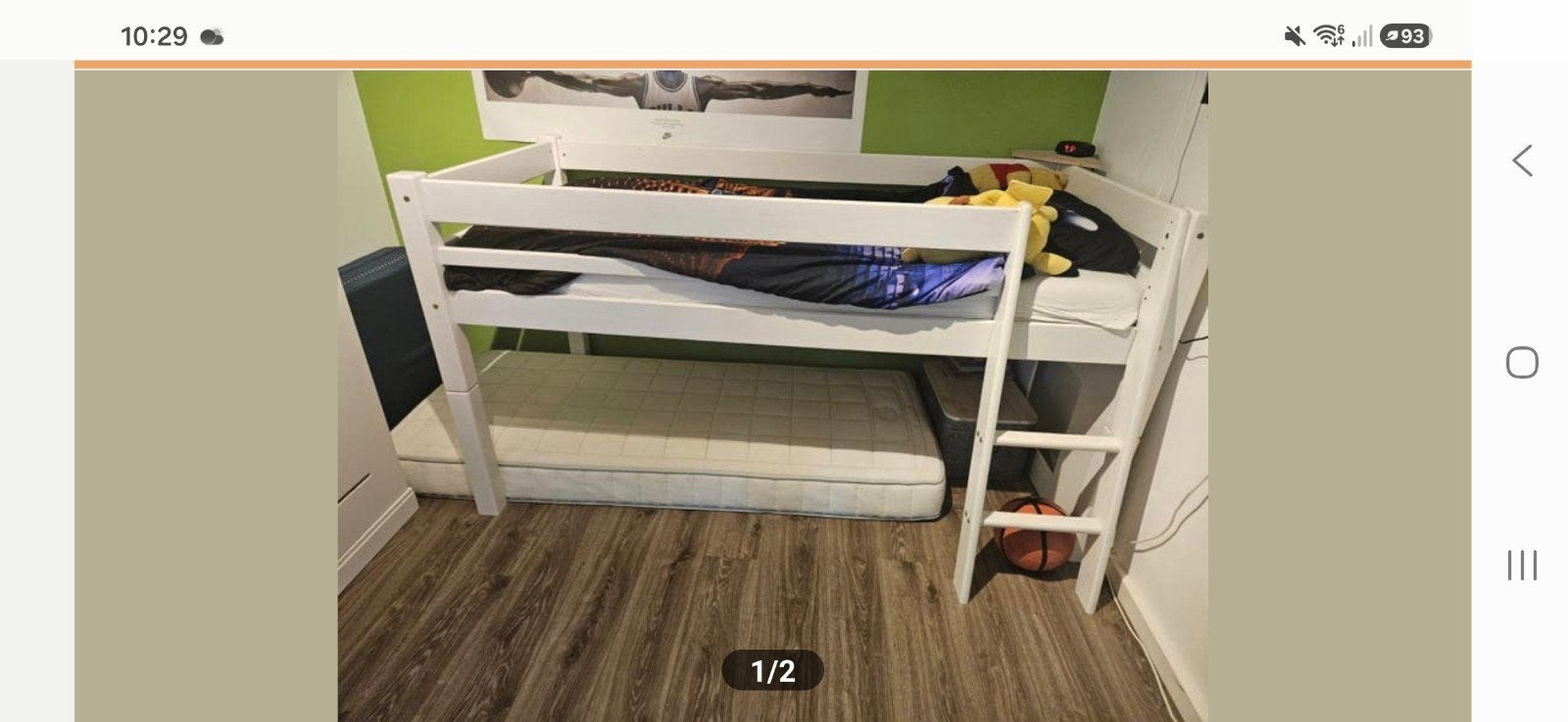 Stevig wit stapelbed met matras, Huis en Inrichting, Slaapkamer | Stapelbedden en Hoogslapers, Ophalen, Gebruikt, 90 cm, Eenpersoons