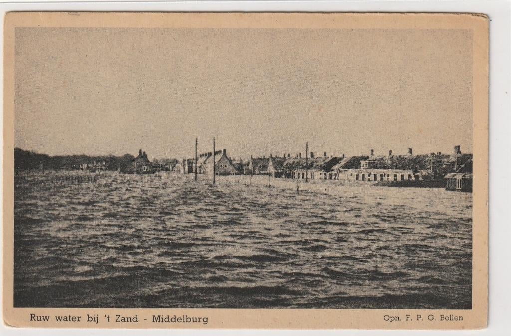 Middelburg 't Zand, inundatie, Ophalen of Verzenden, 1940 tot 1960, Ongelopen, Zeeland