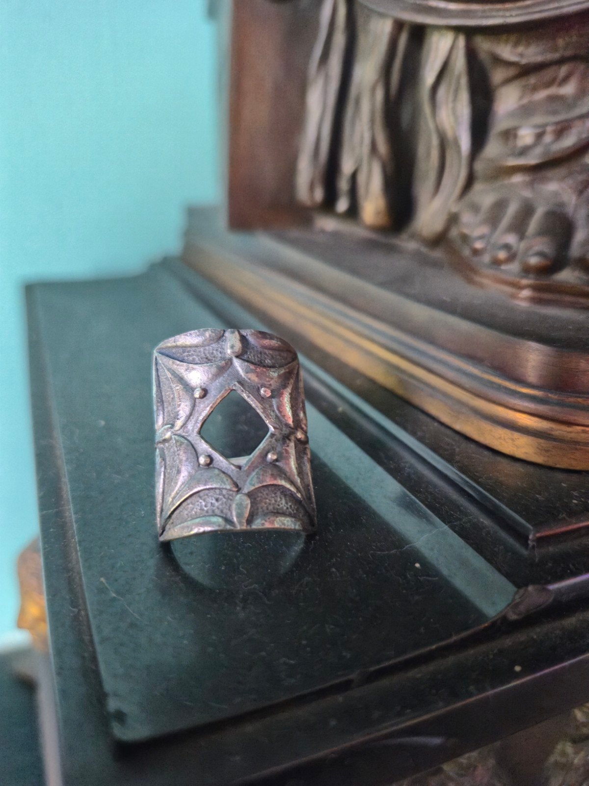 zilver ring - Scandinavische invloeden-maat 23, 20 of groter, Ophalen of Verzenden, Zo goed als nieuw, Dame of Heer