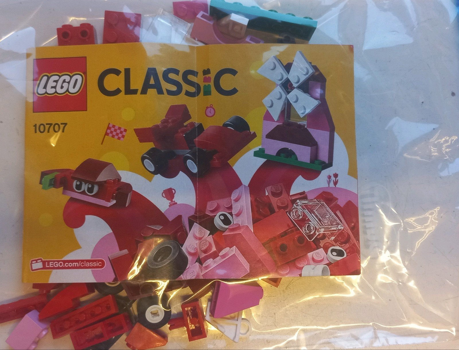 10707 Lego Classic roze/rood, Gebruikt, Lego, Inclusief instructies, Ophalen of Verzenden