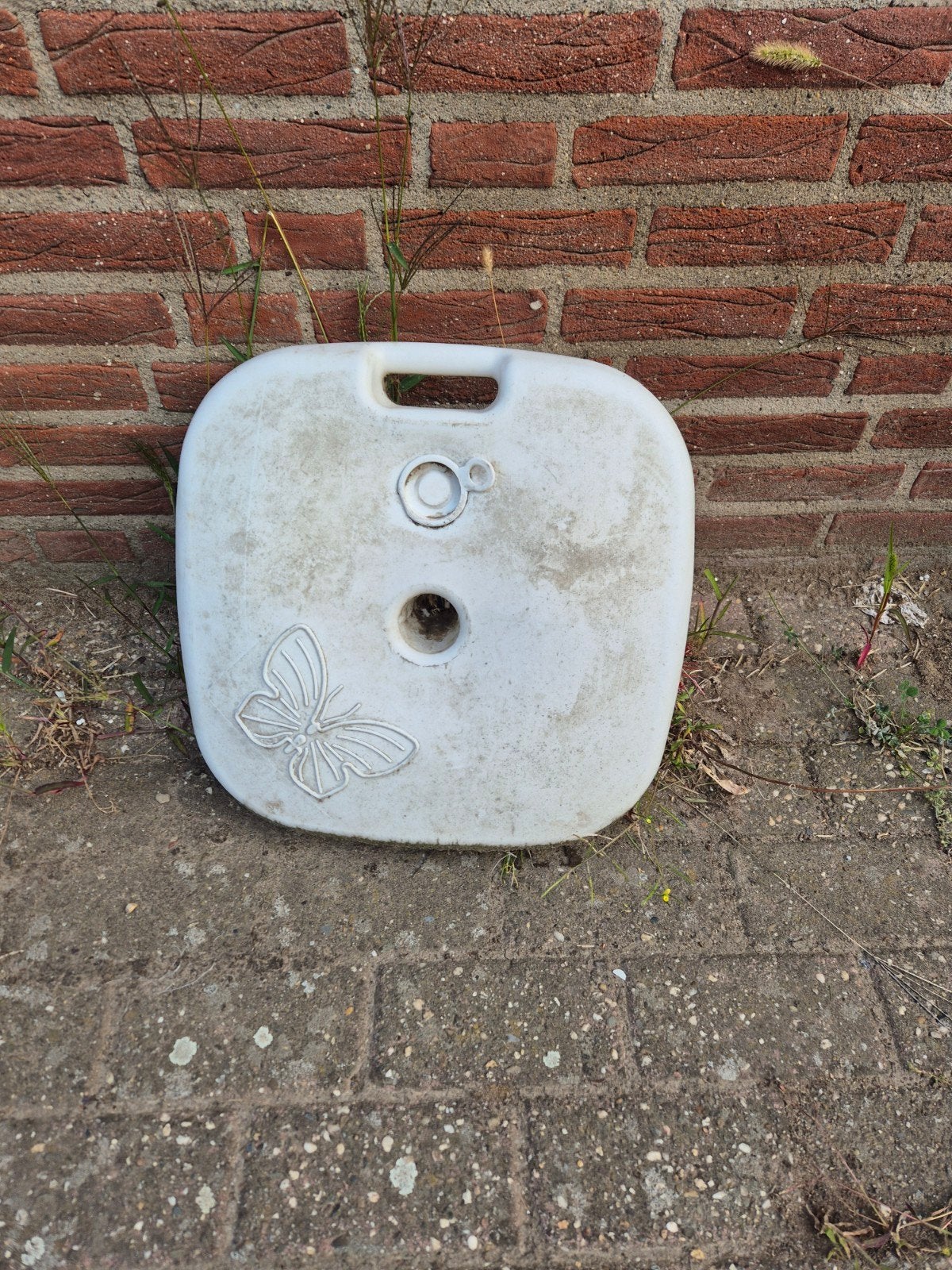 Parasolvoet - Wit met vlinderdecoratie, Ophalen of Verzenden