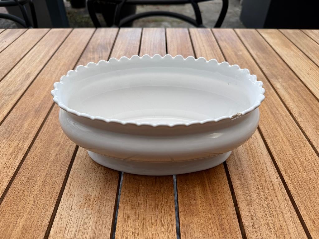Ovalen bloempot wit 27 cm - Oud Delft 102/1, Tuin en Terras, 25 tot 40 cm, Gebruikt, Rond, Ophalen of Verzenden