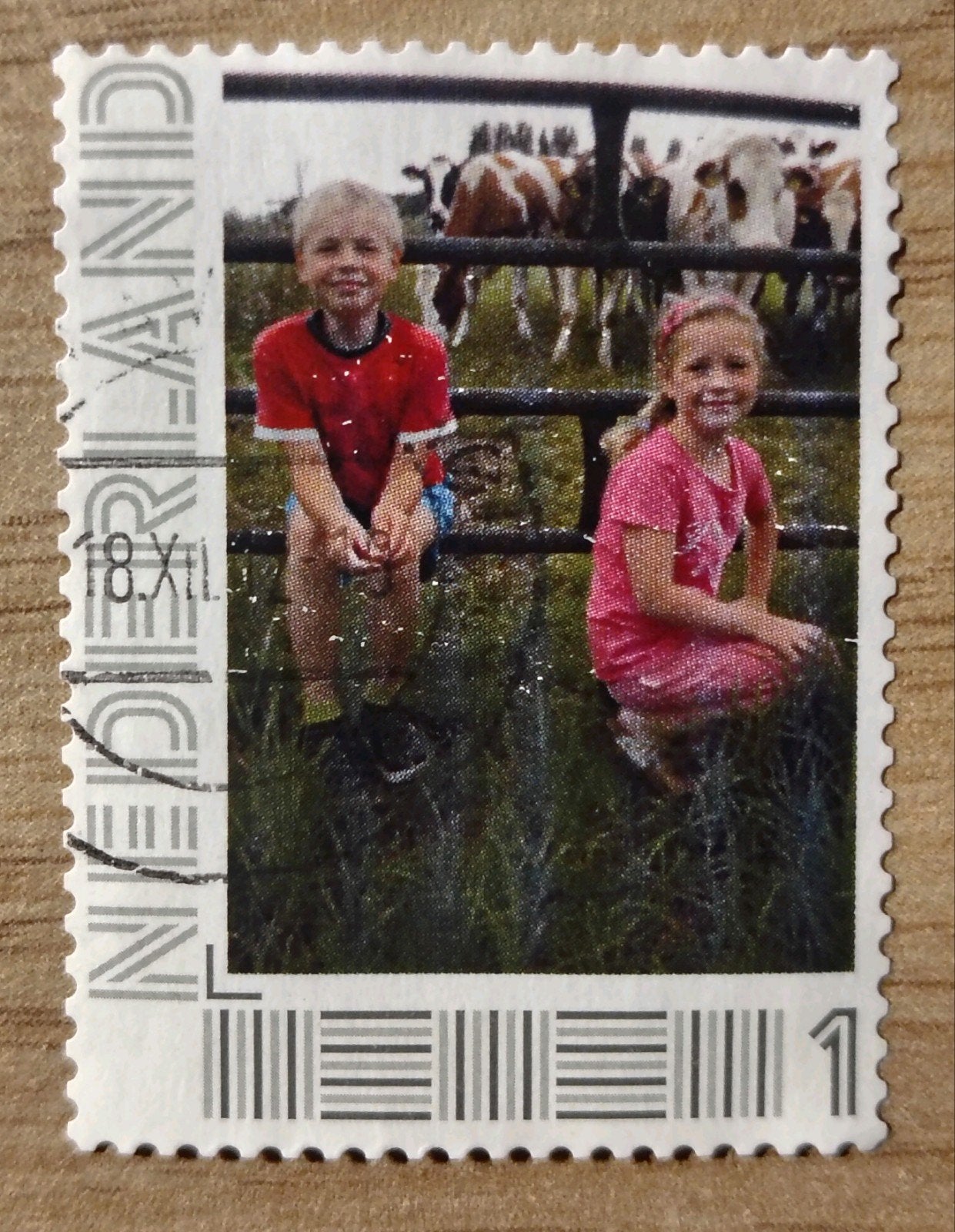 Persoonlijke Postzegel Broer en zus met koeien, Ophalen of Verzenden