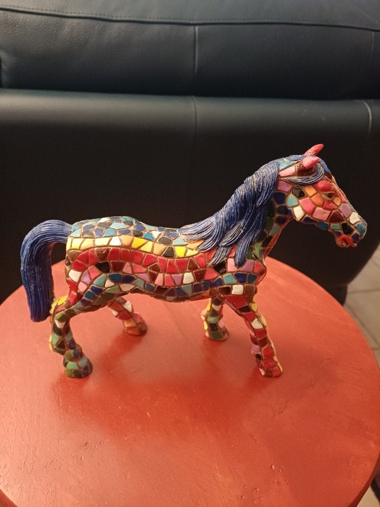 Barcino mozaïek beeldje van een paard, Verzamelen, Beelden en Beeldjes, Ophalen, Nieuw, Dier