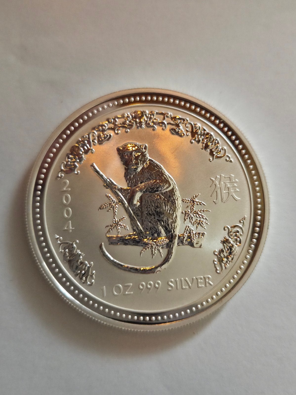 Lunar Series 1 jaar van de aap 2004 1 Oz .999 Zilver, Ophalen of Verzenden, Losse munt, Zilver