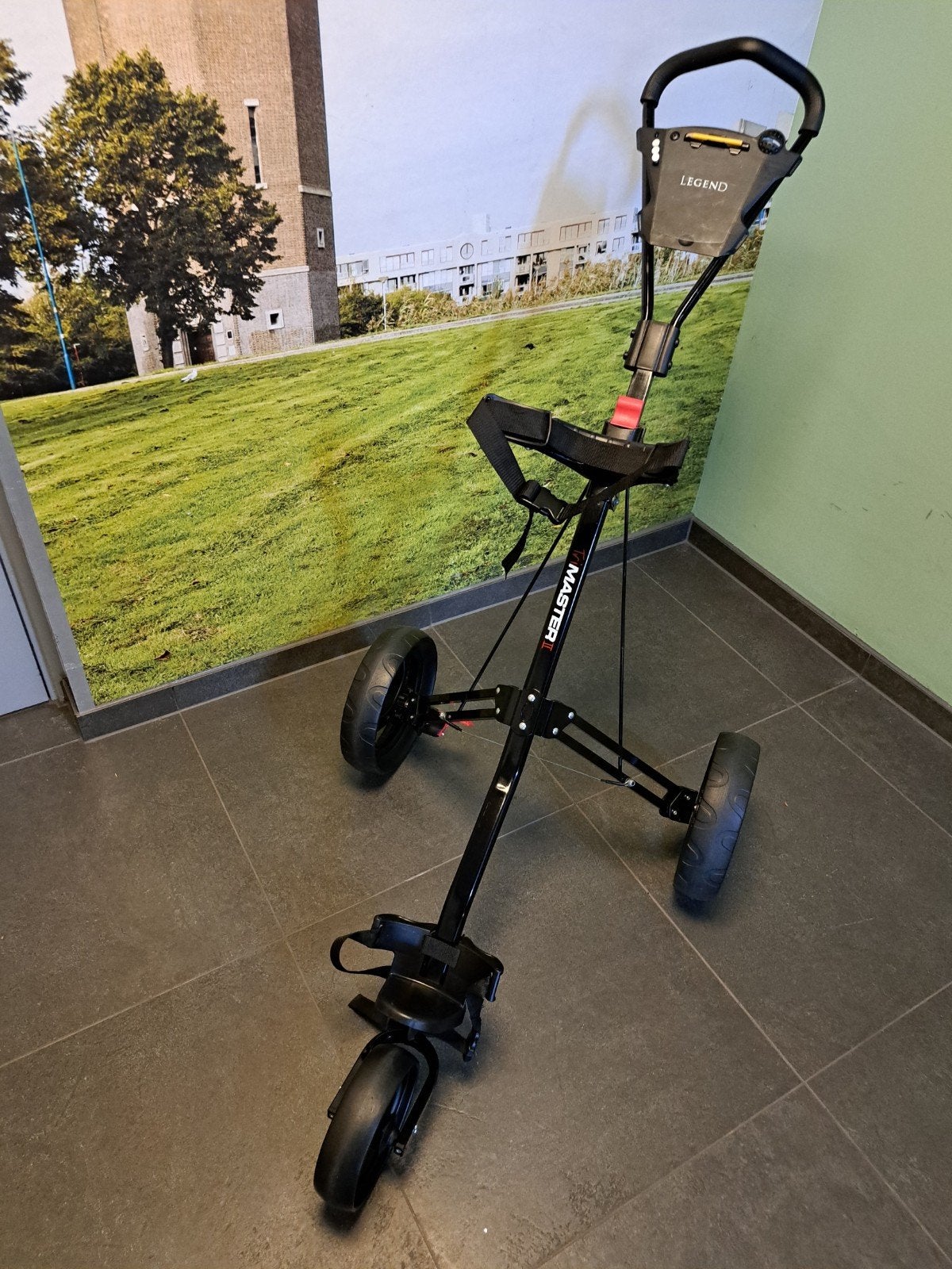 Golftrolley wiel, zgan met rem,opvouwbaar&verstelbaar., Sport en Fitness, Golf, Ophalen of Verzenden, Zo goed als nieuw, Golfkar