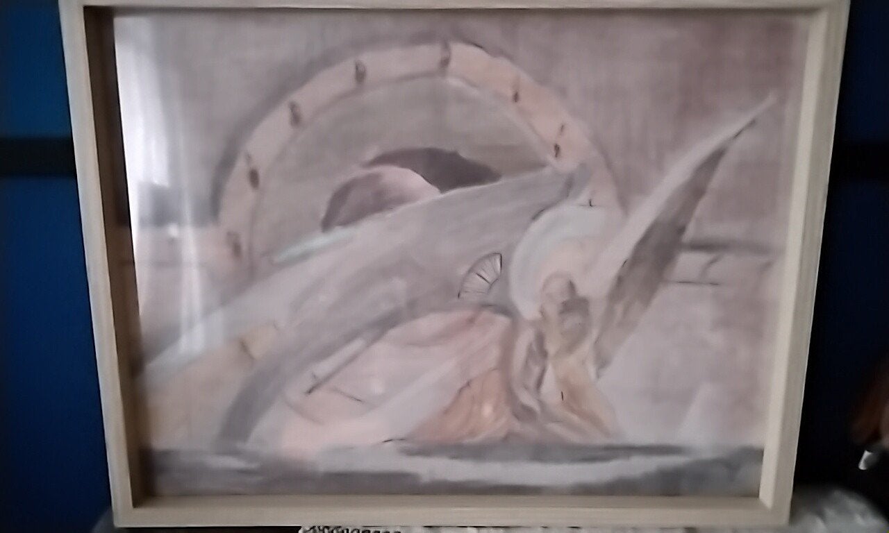 Originele Tekening: Gevallen Engel , Houtskool & Potlood, Ophalen of Verzenden