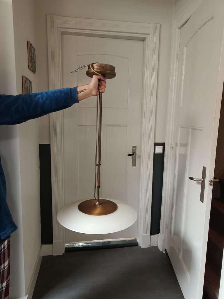 in hoogte verstelbare hanglamp, Ophalen, Gebruikt, Klassiek retro, Glas