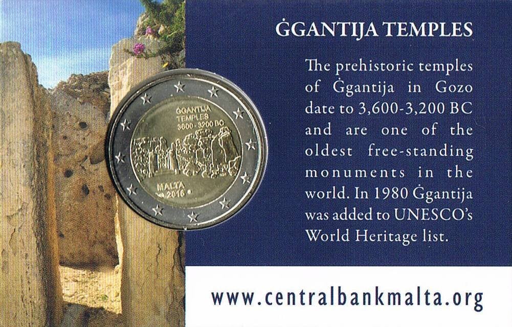 2016 Coincard Malta Ggantija Temples, Postzegels en Munten, Munten | Europa | Euromunten, Ophalen of Verzenden, Malta, 2 euro