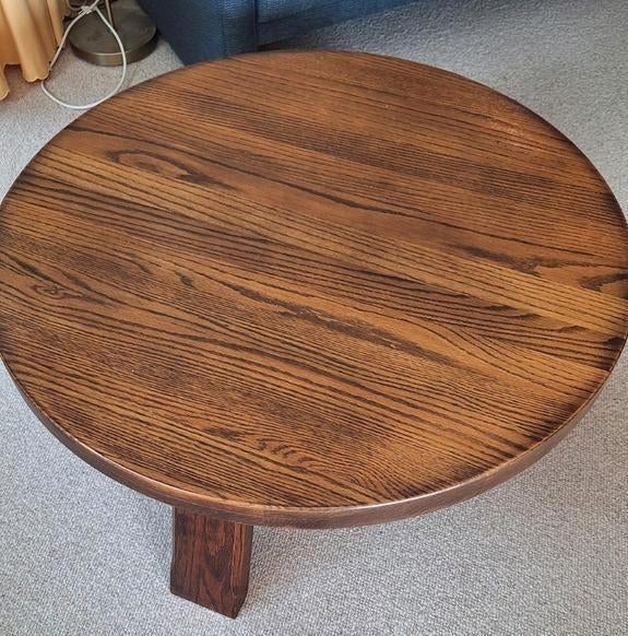 Ronde salontafel van eikenhout brutalist, Ophalen, Brutalist, 50 tot 100 cm, 50 tot 100 cm