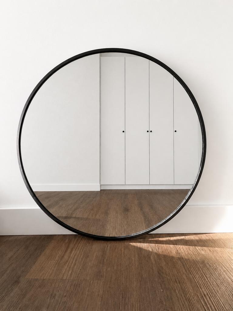Zwart stalen spiegel Sostrene Grene, Ophalen, Minder dan 50 cm, Zo goed als nieuw, Minder dan 100 cm