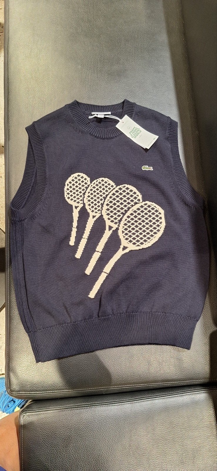 BNWT Lacoste Navy Blauw Biologisch Katoen Tennis Vest - FR 3, Ophalen of Verzenden, Nieuw, Lacoste