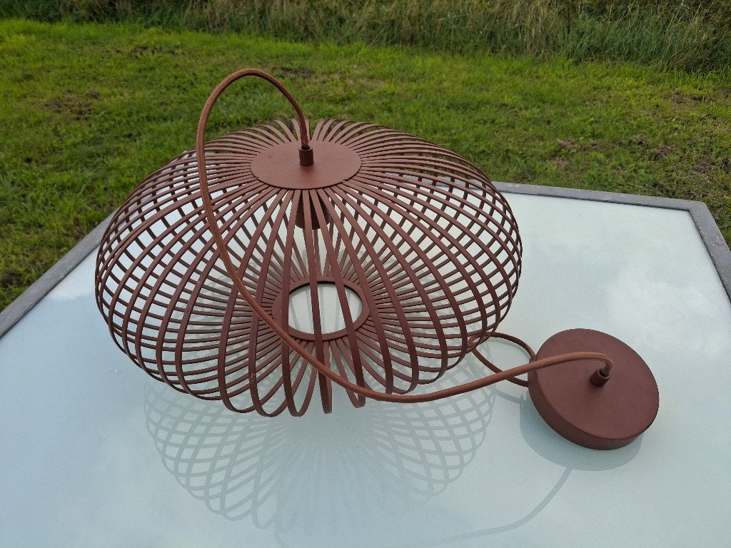 Bruine lamp hanglamp E27 Nora, Ophalen of Verzenden, Metaal, E27 (groot)