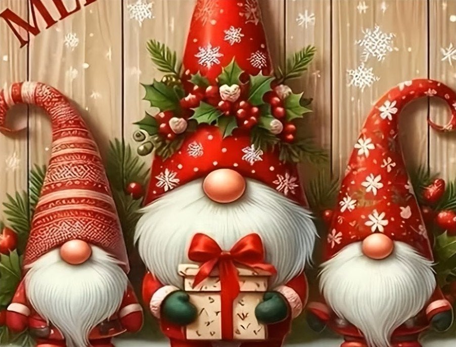 40x30cm Diamond Painting kerst kabouters (rond) nr 257, Nieuw, Ophalen of Verzenden, Overige materialen, Overige merken