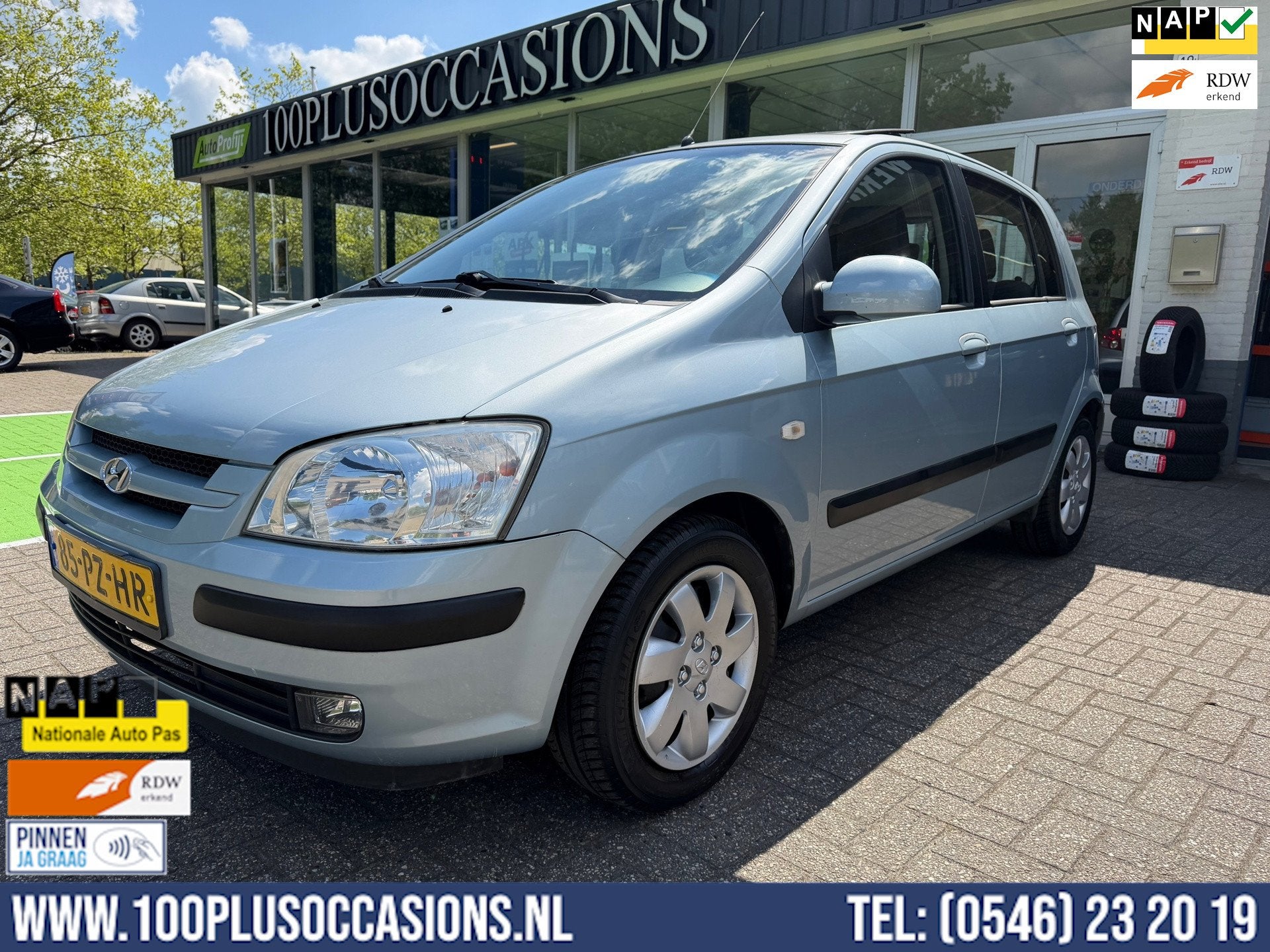 Hyundai Getz 1.3i Dynamic Sky | NWE apk | Pano dak | Airco |, Auto's, Hyundai, Voorwielaandrijving, 4 cilinders, Blauw, Origineel Nederlands
