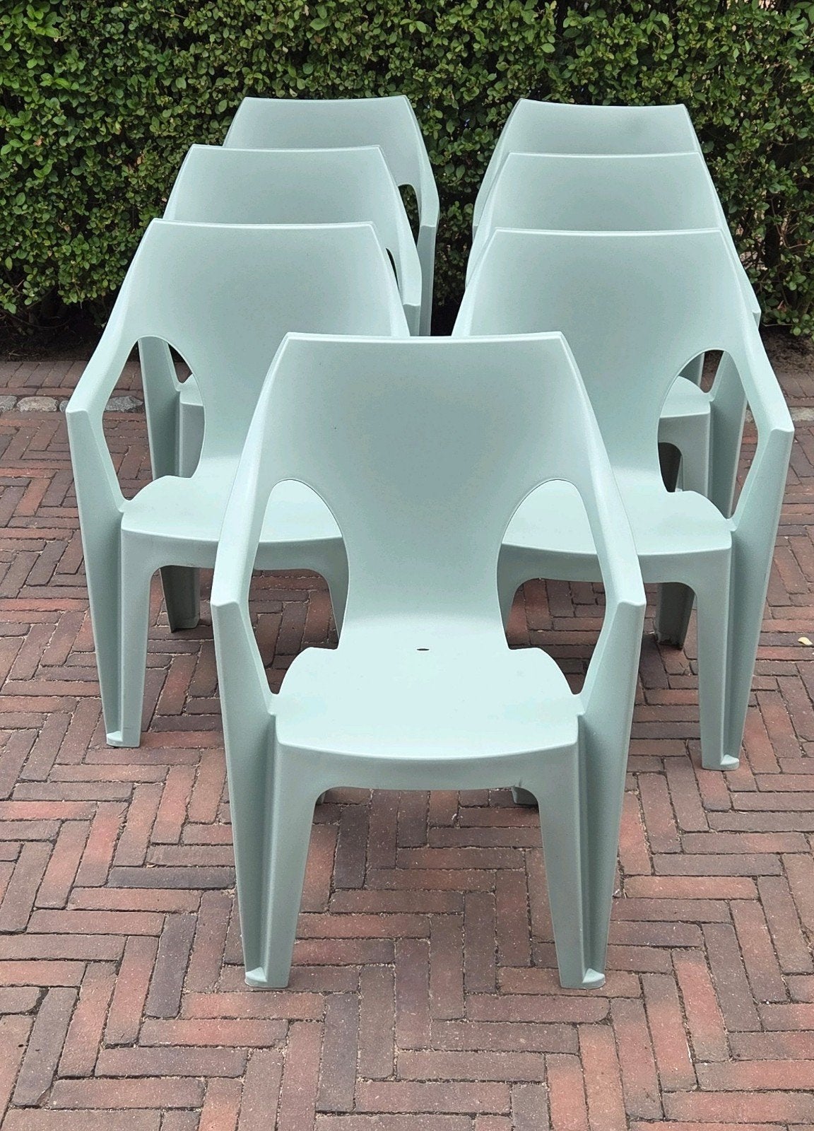 7 mintgroen groen tuinstoelen stapelbaar TEAB !, Ophalen, Gebruikt, Kunststof, Stapelbaar