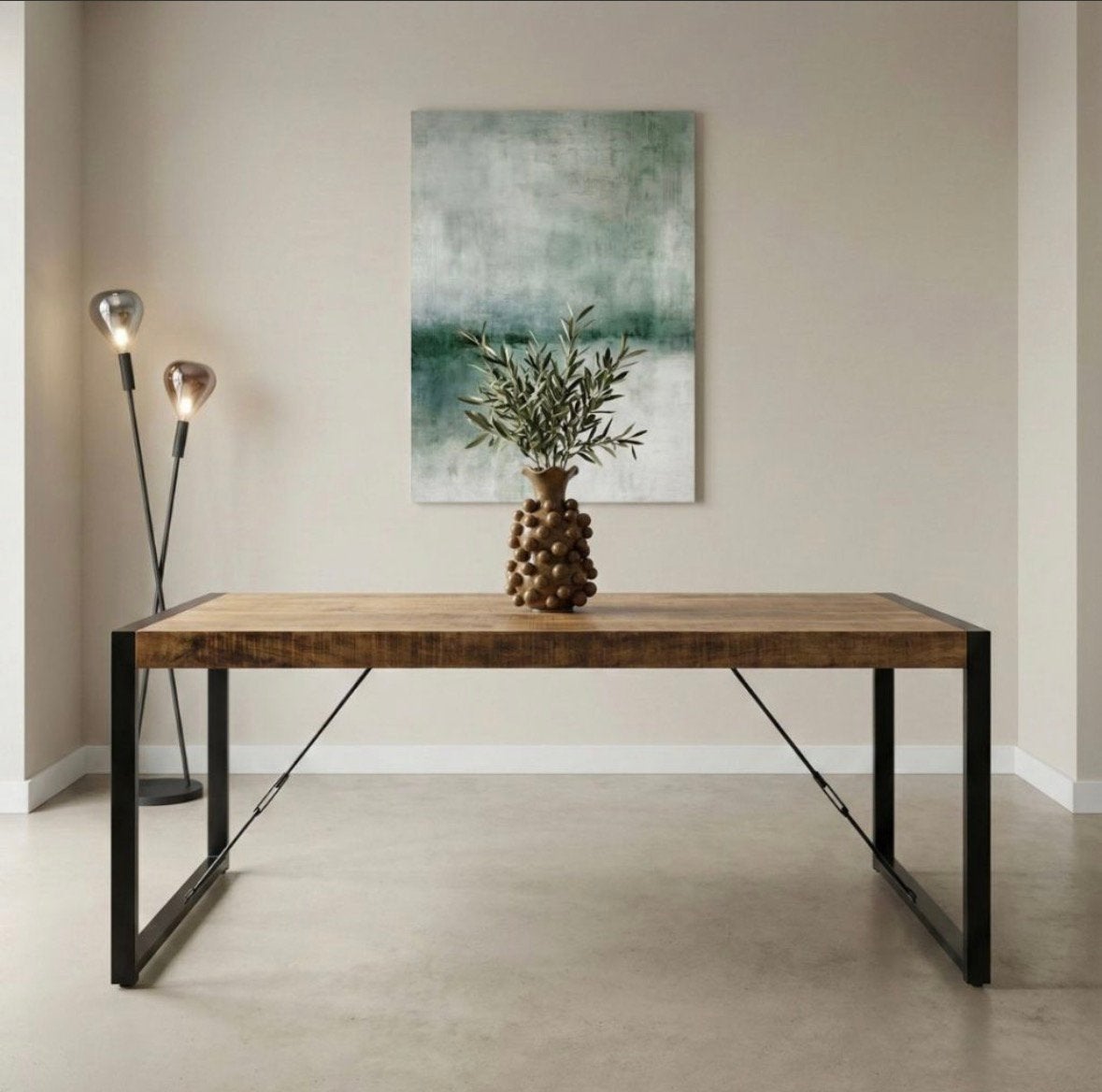 Eettafel Britt mangohout + 4 cognac stoelen, Ophalen, Gebruikt, 50 tot 100 cm, 150 tot 200 cm