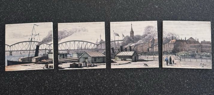 handgeschilderd tegeltableau uit circa 1938, Antiek en Kunst, Antiek | Wandborden en Tegels, Ophalen of Verzenden