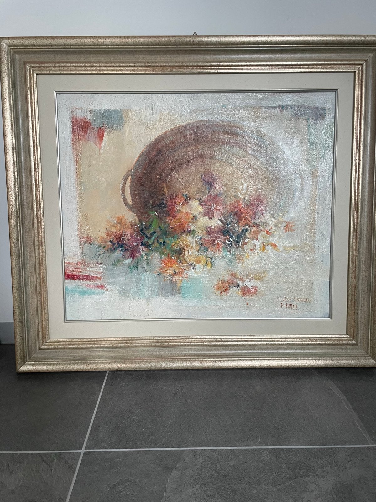 Schilderij 'Gesto con Fiori' van Di Franco - Olieverf op doe, Ophalen, Doek, Realistisch, Stilleven