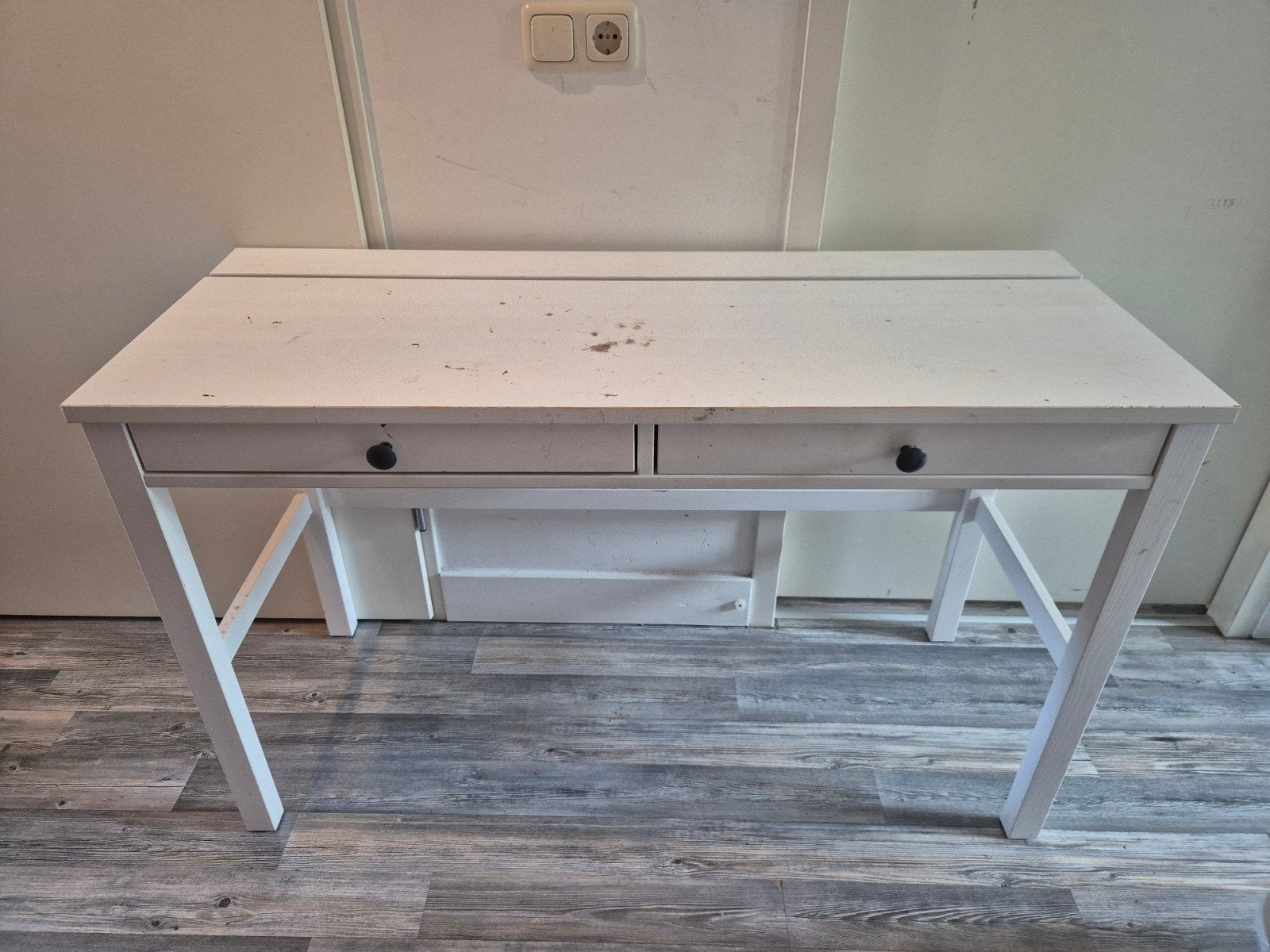 Makeup tafel wit (geschilderd massief hout, ikea hemnes), Huis en Inrichting, Tafels | Sidetables, Ophalen, 25 tot 50 cm, Rechthoekig