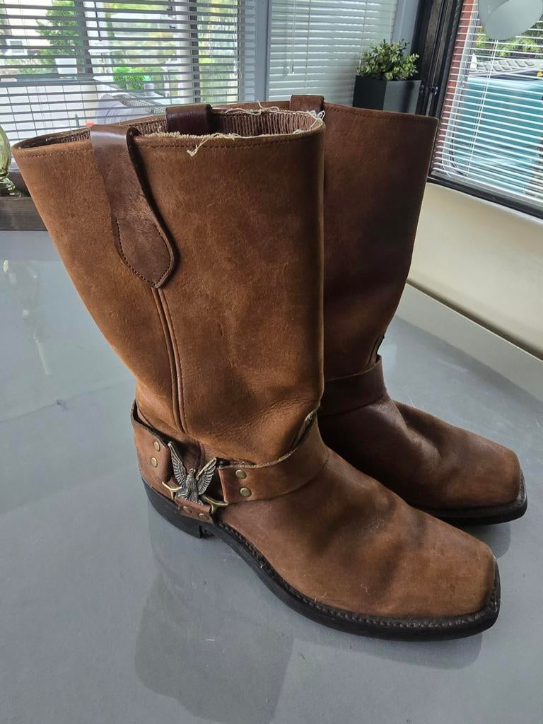 Dupont Vol Lederen Biker/Westernlaarzen Maat 44, Bruin, Boots, Ophalen of Verzenden, Zo goed als nieuw