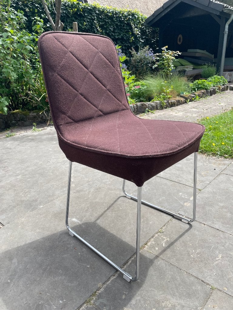 Ligne Roset, 6 design eettafel stoelen te koop, Ophalen, Gebruikt, Bruin, Design