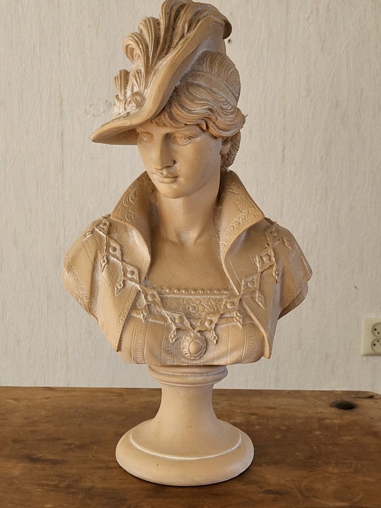 buste van  Arnaldo Gianelli : dame  in neoklassieke stijl, Antiek en Kunst, Ophalen, Gips, Buste, 20 - 50 cm