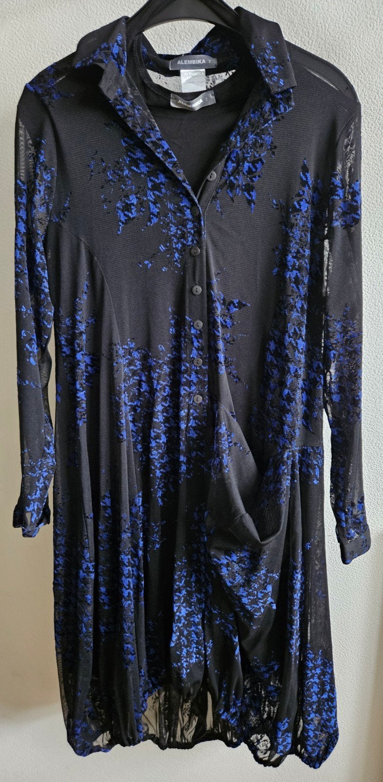 Alembika transparante jurk mt 2 met zwarte onderjurk, Kleding | Dames, Ophalen, Zwart, Maat 46/48 (XL) of groter, Zo goed als nieuw