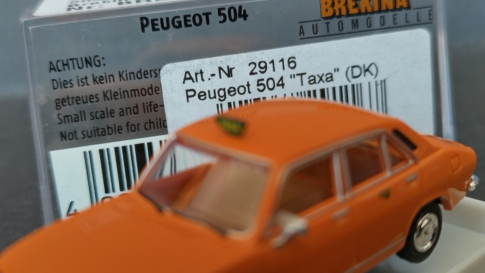 Peugeot 504 Taxa DK Taxi Denemarken 1:87 Brekina Pol, Auto, ., Ophalen of Verzenden, Brekina
