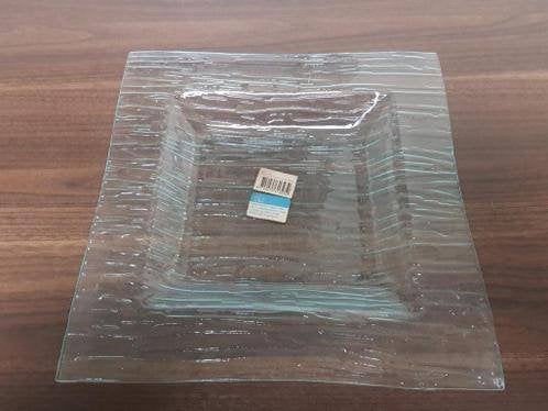 retro vierkante glazen schaal, Schaal, Vierkant, Ophalen of Verzenden, Glas
