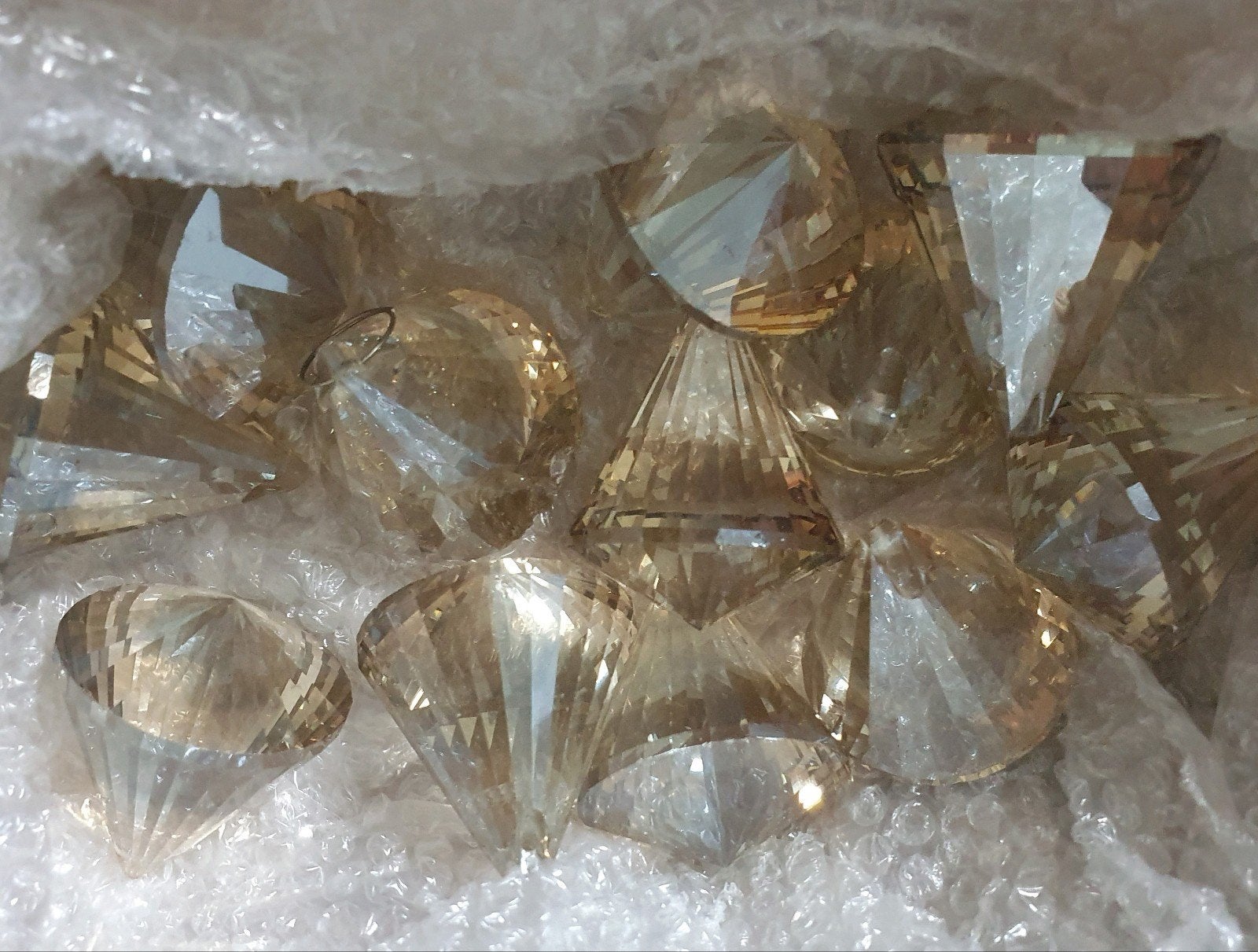 GROTE beige pegels GLAS kroonluchter, Ophalen of Verzenden, Glas
