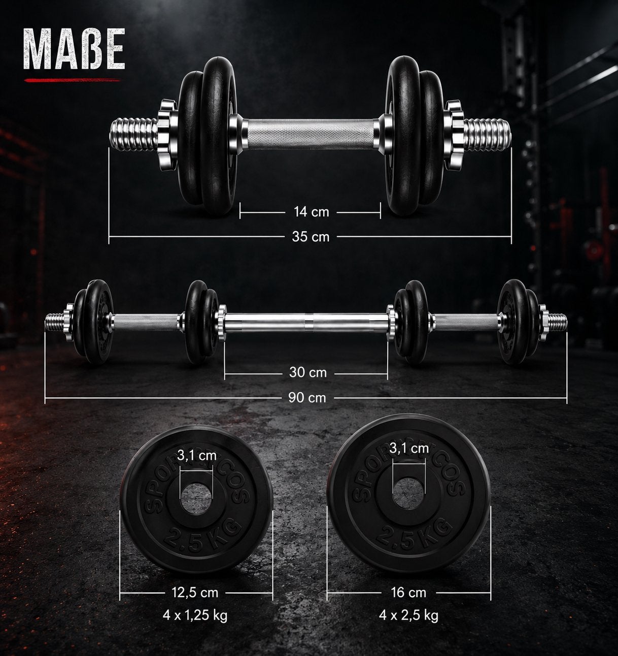 Dumbells & Halterstang 20 KG Verstelbare Halterset, Verzenden, Nieuw, Benen, Halterset