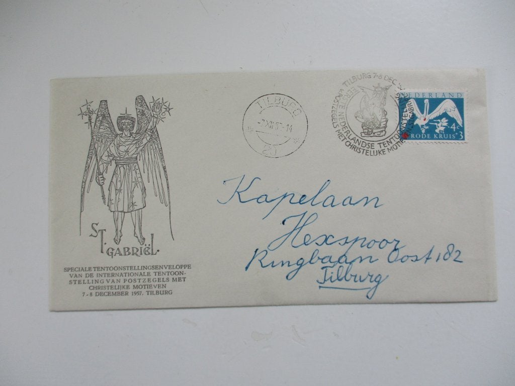 Speciale Tentoonstellingsenvelop St. Gabriël Tilburg 1957, Postzegels en Munten, Verzenden, Envelop