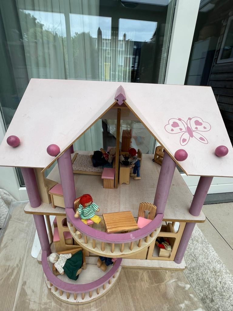 Prachtig hout popoenhuis, Ophalen of Verzenden, Zo goed als nieuw, Poppenhuis