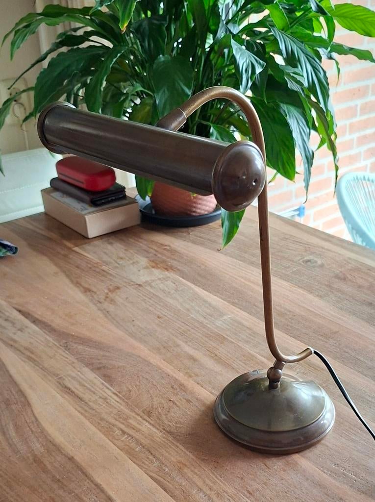 Mooie vintage , zware tafellamp / boekenkastlamp / pianolamp, Huis en Inrichting, Lampen | Tafellampen, Overige materialen, Gebruikt