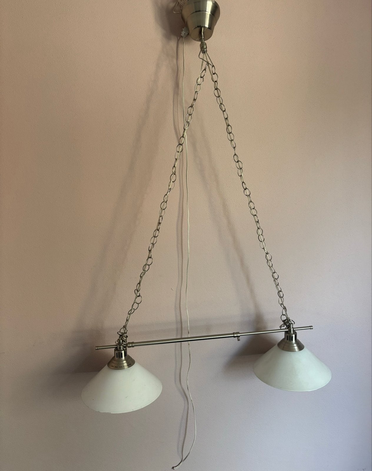 IKEA eettafellamp met 2 glazen kappen, Ophalen, Gebruikt, Glas