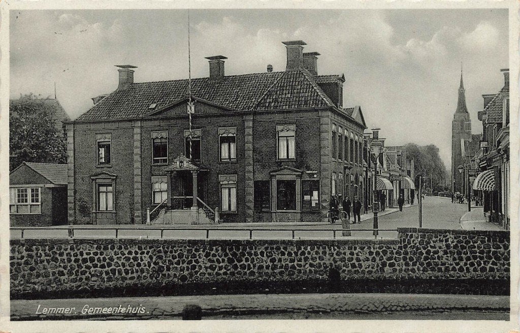 Lemmer, Gemeentehuis, Ophalen of Verzenden, 1920 tot 1940, Gelopen, Friesland