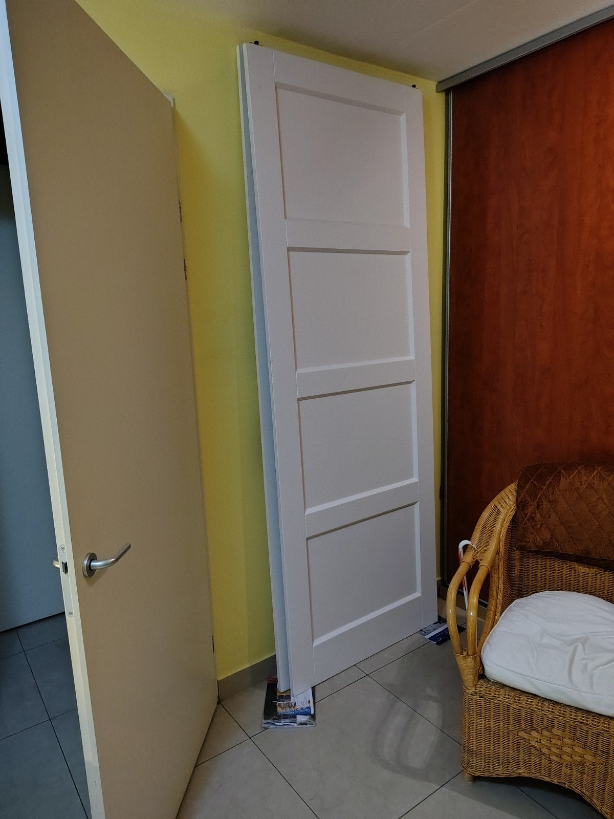 Witte binnendeur met schuifsysteem, 80 tot 100 cm, 215 cm of meer, Binnendeur, Ophalen of Verzenden