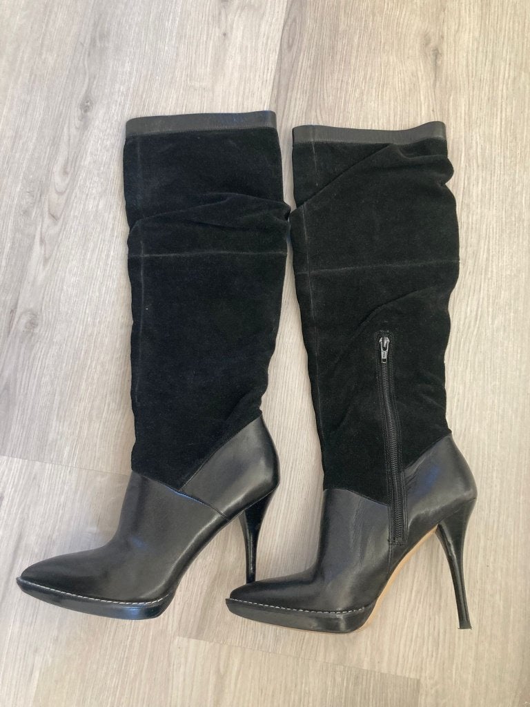 Dames laarzen maat 37 leer Nine West zwarte hakken, Hoge laarzen, Zwart, Ophalen of Verzenden, Zo goed als nieuw