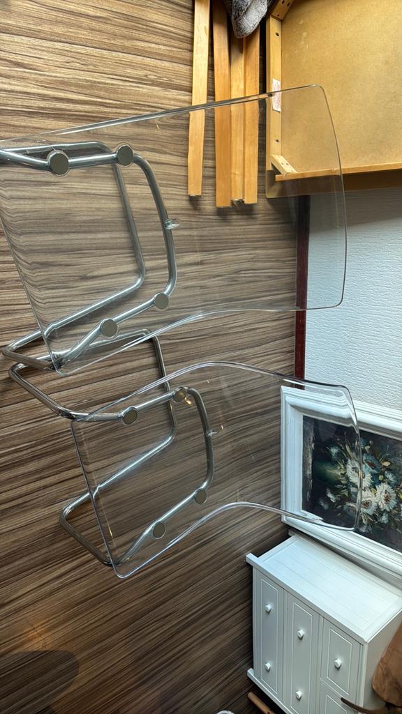 Ikea doorzichtige stoelen Tobias 40€ 2 stuks, Ophalen, Gebruikt, Overige kleuren, Twee