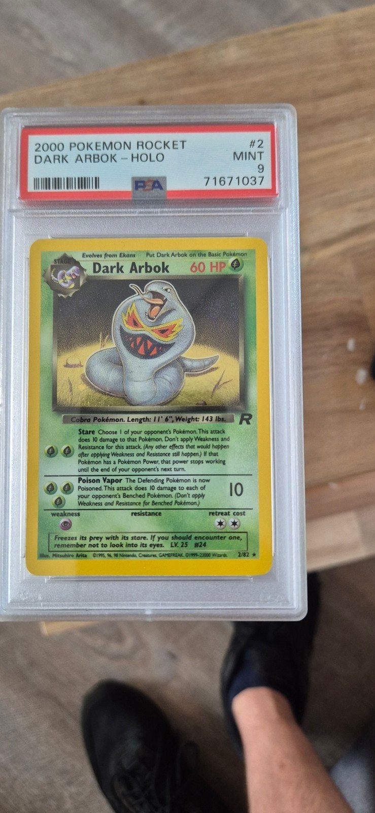 PSA 9 MINT 2000 Pokémon Rocket Dark Arbok Holo #2, Hobby en Vrije tijd, Verzamelkaartspellen | Pokémon, Ophalen of Verzenden